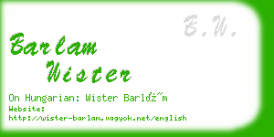 barlam wister business card